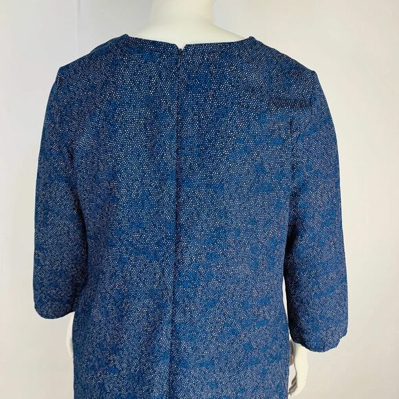 Gap Womans Sz XL Dress Blue Abstract 3/4 Sleeve Pockets V Neck Pockets - Picture 6 of 8